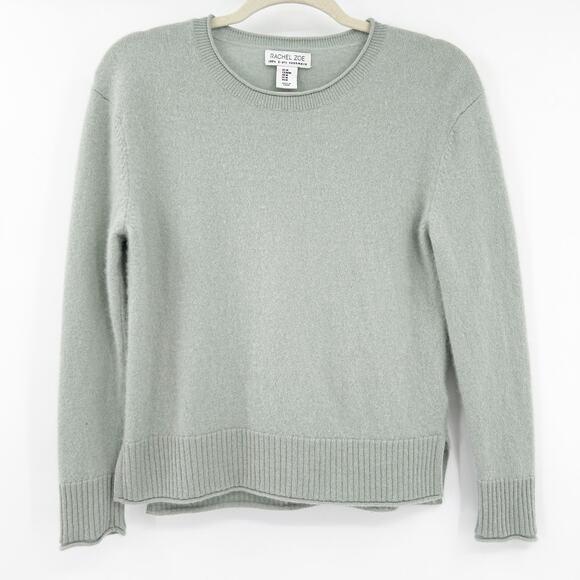 Rachel Zoe Womens Fall Preppy Knit Crewneck 100% Cashmere‎ Sweater Size M Sage - Picture 1 of 4